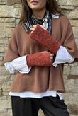 Boucle Fingerless Gloves Rust Melange